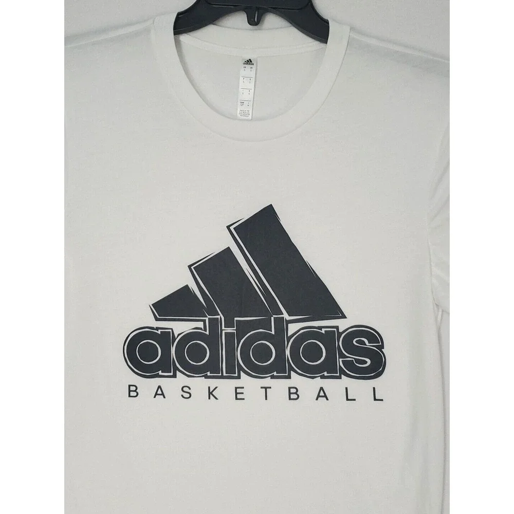 Adidas Basketball Badge of Sport Short Sleeve T Shirt Tee White Men's Sz SM NWT!